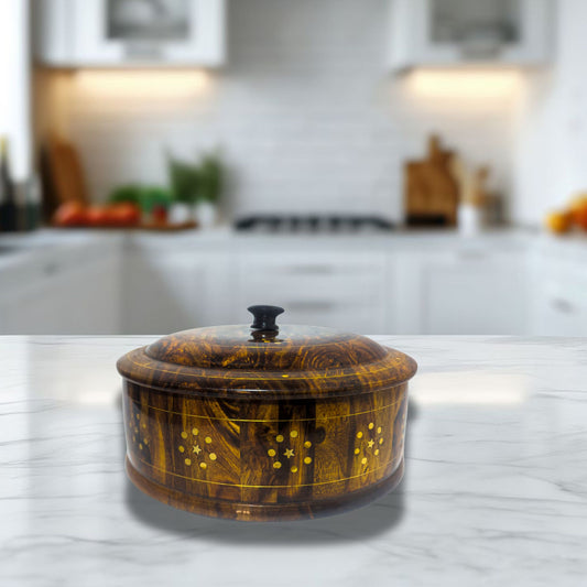 Wooden Hotpot with Steel Bowl - Insulated Food Warmer