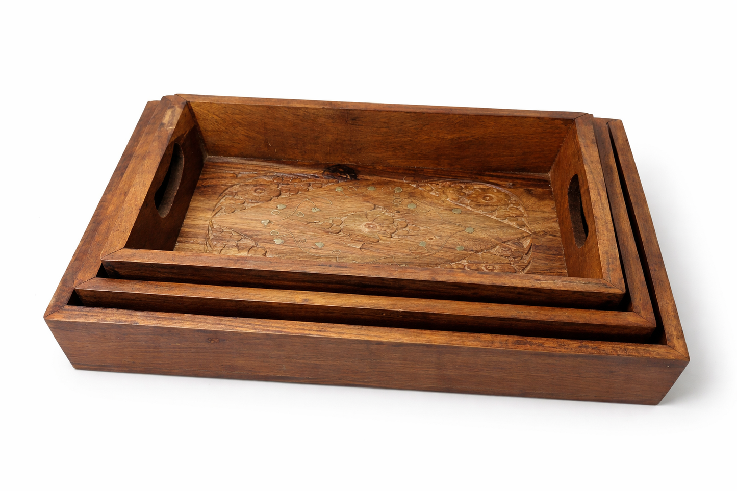 Wooden Serving Tray Set