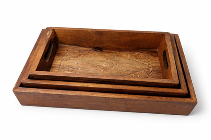 Wooden Serving Tray Set
